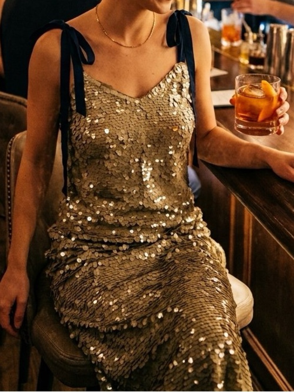 J.Crew | Canyon Tie Shoulder Sequined Evening Dress